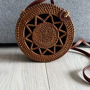 Elegant Brown Woven Crossbody Bag
